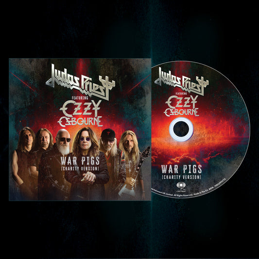 Judas Priest featuring Ozzy Osbourne album cover with band members and CD disc.